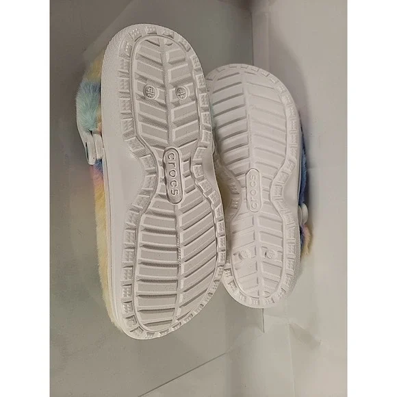 CROCS Fur Sure White Yellow Blue Pink Tie-Dye- US Womens 12 Mens 10 207303-94S - Picture 6 of 8